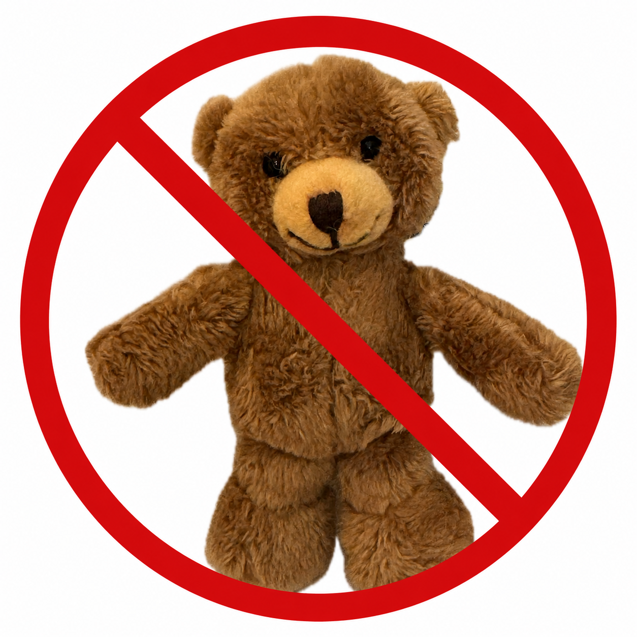 A teddy bear inside a red no-entry circle, standing for no bear market